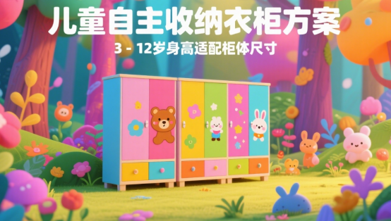 兒童自主收納衣柜方案：312歲身高適配柜體尺寸